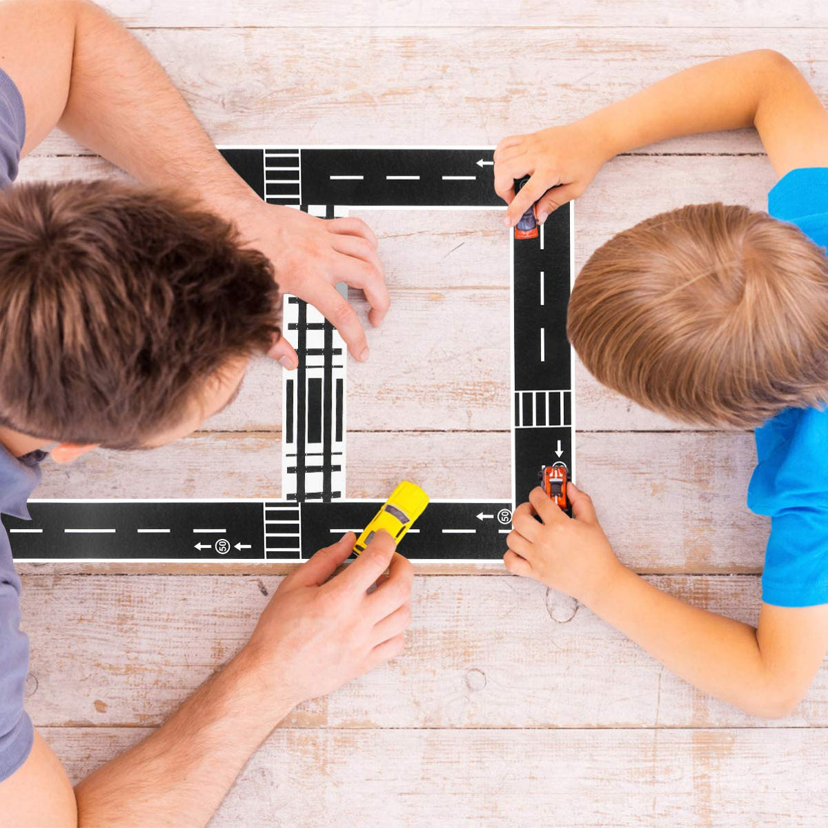 HASTHIP Washi Masking Tape Set for DIY Toy Car Roads with 4 Rolls 5m Each and Traffic Stickers
