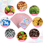 HASTHIP resealable odor proof bags for food jewelry and lip gloss featuring mylar and foil material | 200 pcs pink 7.5x12 cm with clear window