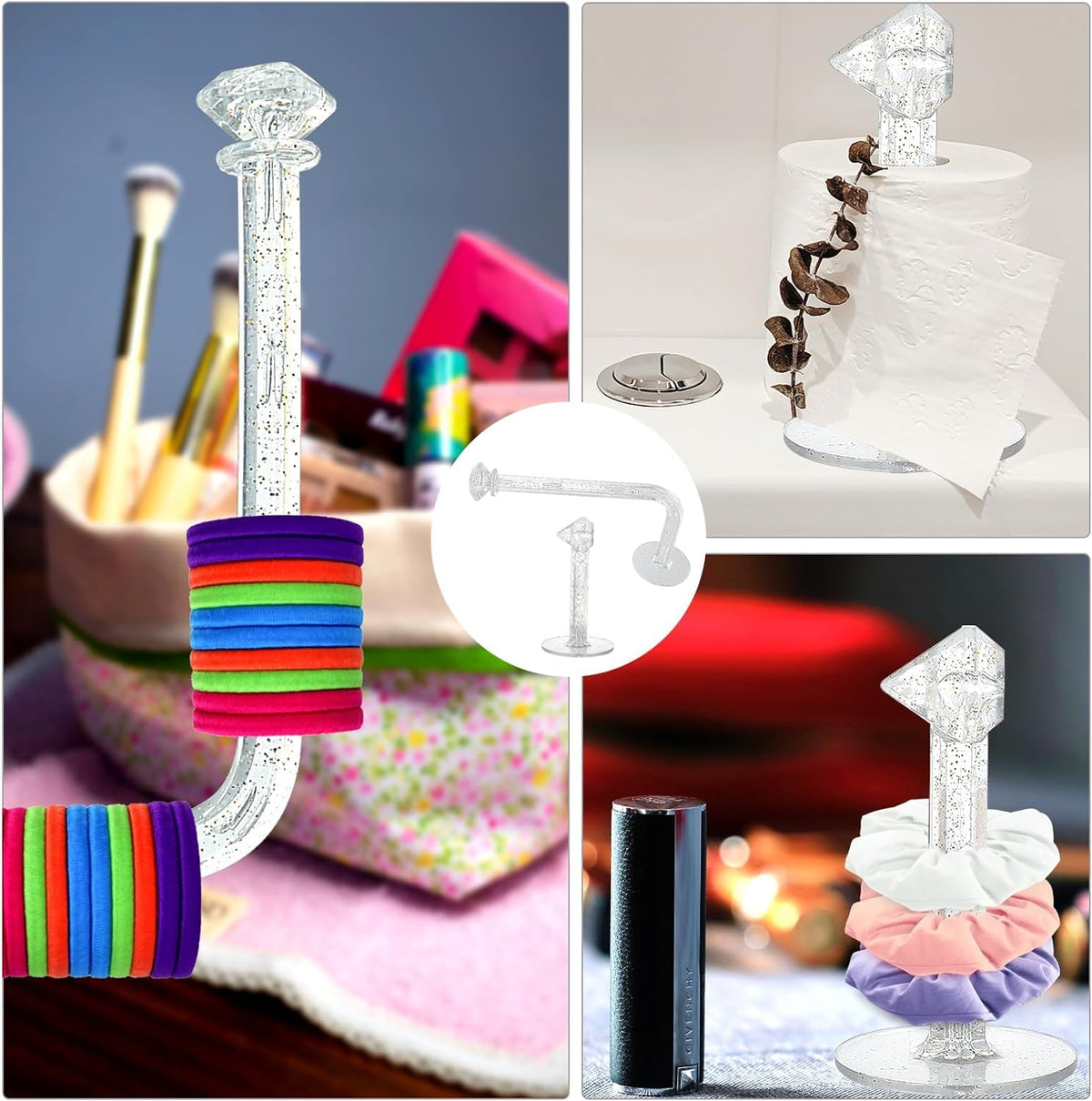 HASTHIP Headband Holder Stand featuring 8PCS Acrylic Clear Scrunchie Organizer for Women | Space-Saving Wall Storage