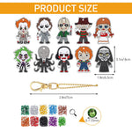 HASTHIP® 10Pcs DIY Diamond Painting Keychain Kit for Kids & Adults, Halloween Mosaic Art Craft Kit, Acrylic Charms with Resin Beads, Arts and Crafts Gift, Gem Art Party Favors, Festive Decor