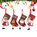 HASTHIP Christmas Stockings Set for Tree and Home Decor featuring 4pcs 14x19 cm Fabric Designs