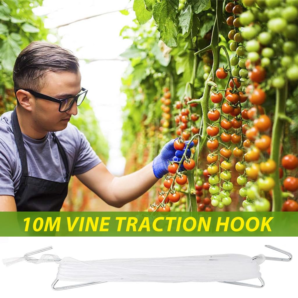 HASTHIP Plant Support Hooks Kit for Tomato Vines with Twine and Ring Clamps | 30 Pcs Metal Set
