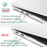 HASTHIP Laptop Cover for MacBook Air 13.6 inch with Clear Glitter Hard Shell | Anti Scratch Protection