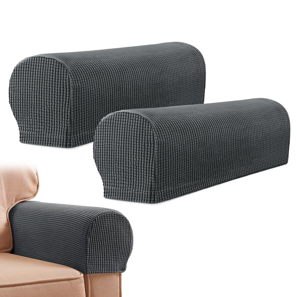 HASTHIP Elastic Sofa Armrest Cover for Armchairs and Recliners | 2Pcs Spandex Fit