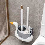 HASTHIP® Multi-Functional Bathroom Cleaning Kit, Toilet Brush and Scrubber Set with 2 Bristle Brushes & 1 Rubber Scrubber, Modern Home Bathroom Cleaner Tools for Toilet, Shower & Floor - Grey