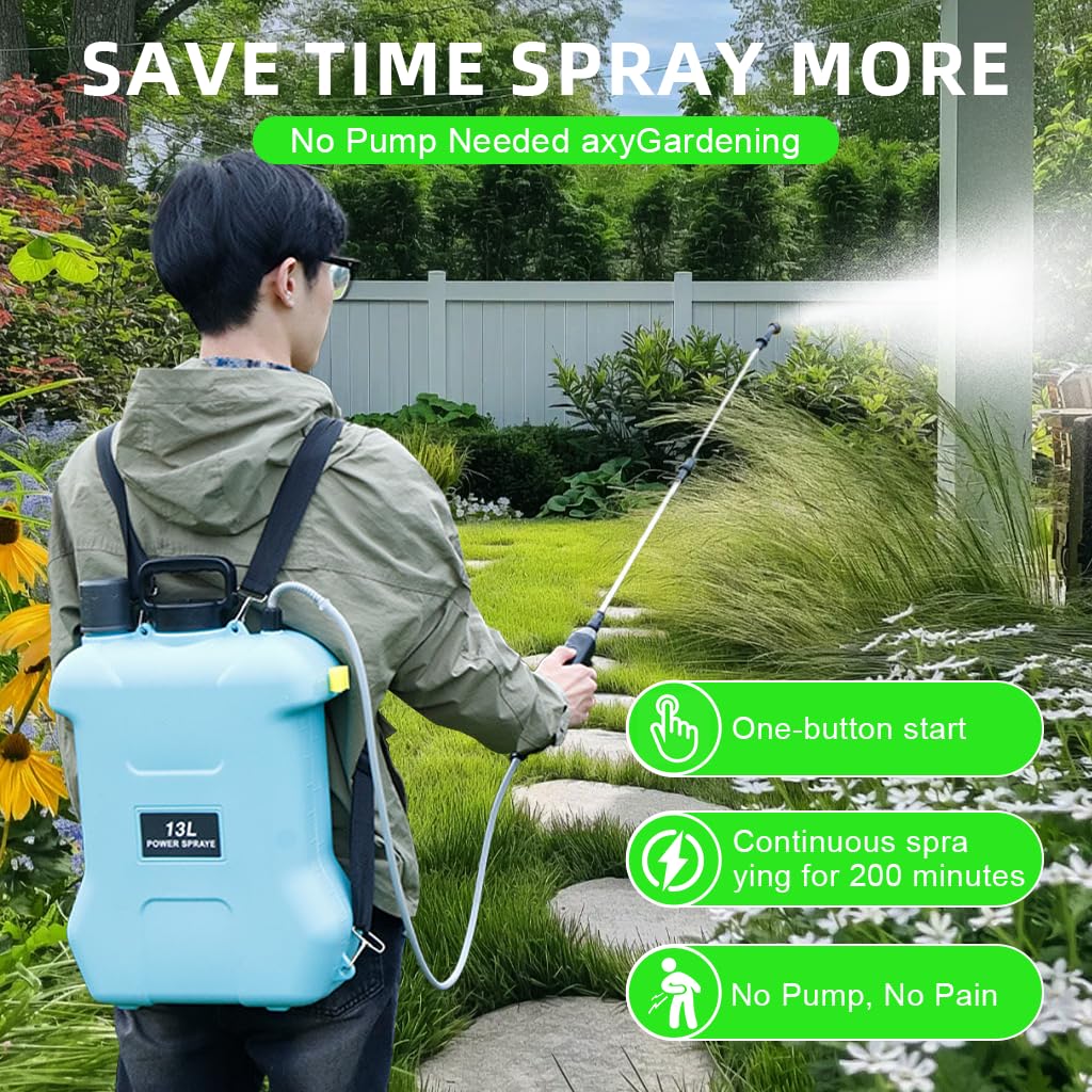HASTHIP Electric Garden Sprayer for Lawn Care with 13L Tank and 20.8in Telescopic Wand | 200min Battery Runtime
