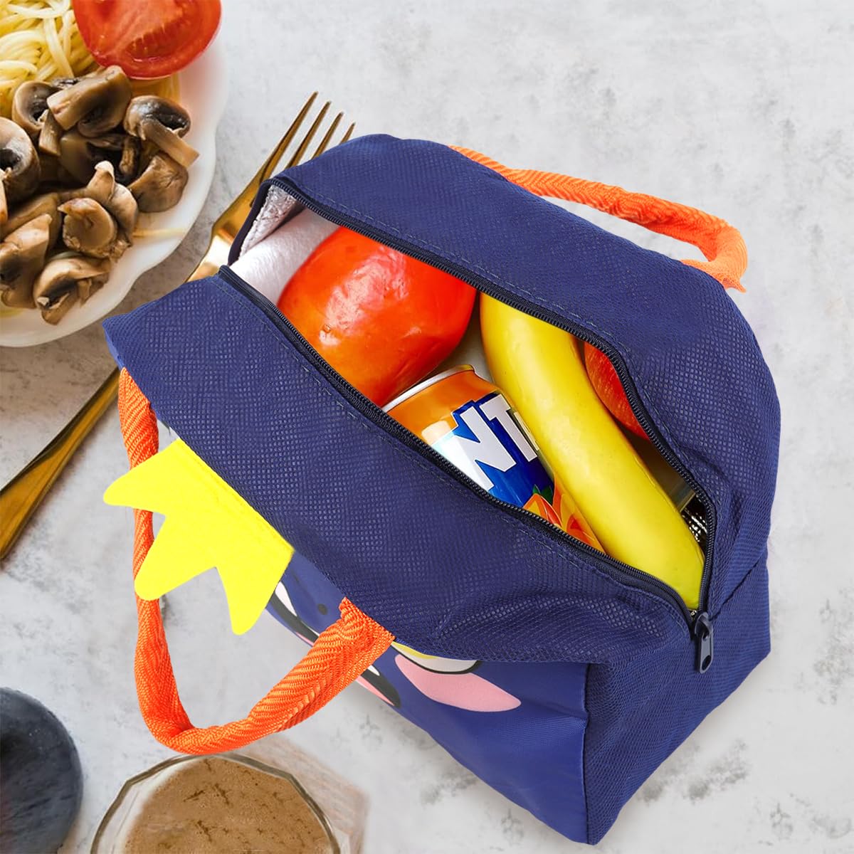 HASTHIP Lunch Bag for School and Picnic featuring Insulated Liner 21x12x18cm Blue | Zippered Closure