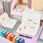 HASTHIP® 8PCS Self-Inking Office Stamps Set,Business Rubber Stamps in Red & Blue Ink,Paid Copy Scanned Faxed Approved Completed Message Work with Storage Tray Multicolor for Documents & Office