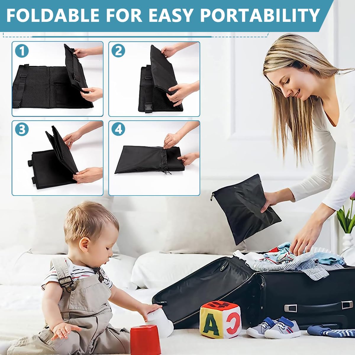 Airplane Footrest for Kids, Toddler Travel Bed, Airplane Foot Hammock for Baby with Anti-Slip Design, Airplane Seat Extender for Kids, Portable Airplane Travel Accessories, 79 * 44cm (Black)
