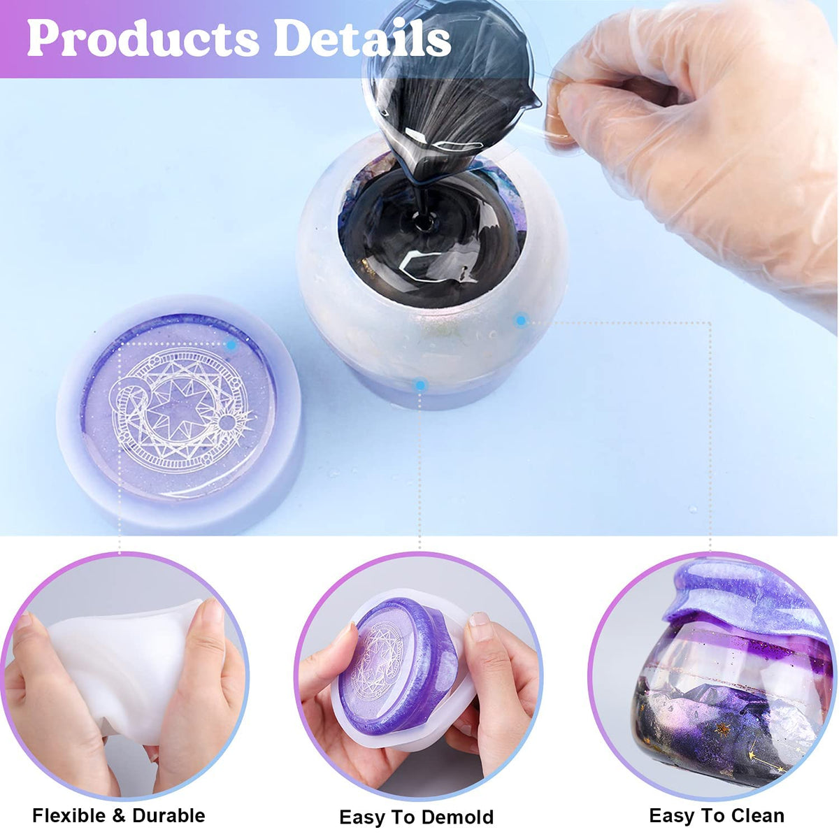 95pcs Resin Jewelry Molds Kit, 5 Pairs Earring Silicone Molds Epoxy Casting Molds with Hole, Sets of Earring Hooks, Jump Ring, Eye Pins for Resin Jewelry, Pendant, Key Chains, 5pcs Earring Mold