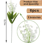 HASTHIP Artificial Lily of the Valley Flowers for Home and Wedding Decoration | 6 Bundles 35cm Plastic and Cloth Bouquet