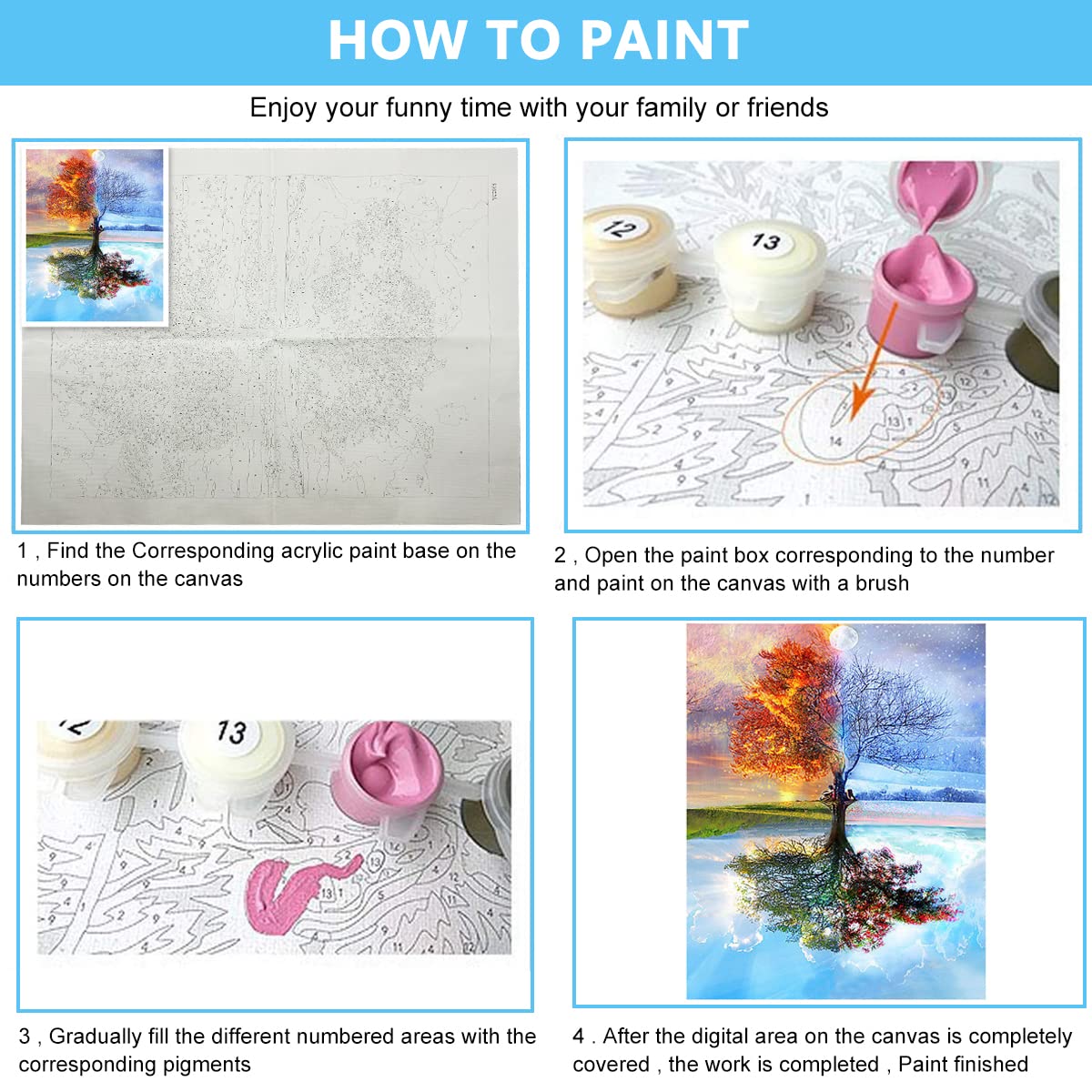 HASTHIP Paint by Numbers Kit for DIY Wall Art with 40×50 cm Canvas and Brushes | Beige