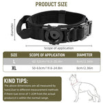 HASTHIP® Tactical AirTag Dog Collar, 2 in 1 AirTag Dog Collar, with Handle & D Ring Heavy Duty Dog Colla, Adjustable Air Tag Accessories Pet Collar for Small Medium Large Dogs(Neck Size 42-52CM)