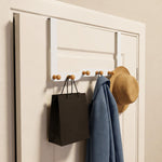 HASTHIP Over-the-Door Hook Rack with Six Non-Slip Wooden Hooks and No-Drill Hanging