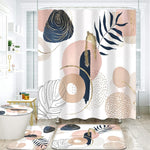 HASTHIP® 4Pcs Bathroom Shower Curtain With Boho Leaf Print - Waterproof Curtain, Toilet Cover, Bathtub & Absorption Foot Mat Combo For Modern Bathroom Décor, Universal Fit, Durable & Stylish Supplies