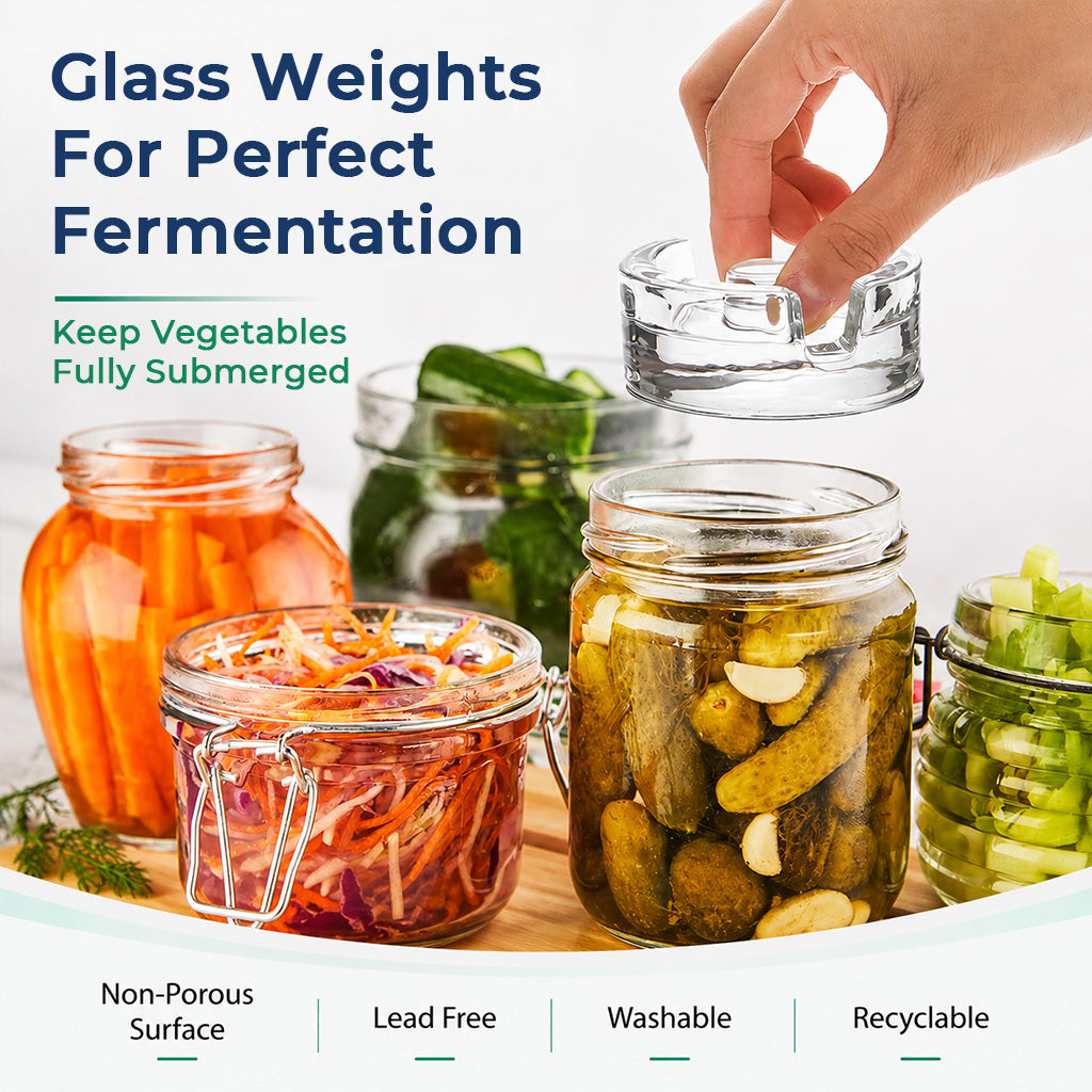 HASTHIP Fermentation Weight Glass for Wide Mouth Mason Jars, 2 Pack 7oz Pickling Weights