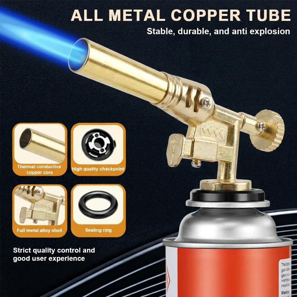 HASTHIP Butane Gas Torch Head with Auto Piezo Ignition, Adjustable Flame and 17 cm Extended Tube