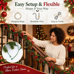 HASTHIP 5.9ft Artificial Pine Christmas Garland with Pine Cones, Flexible Vine and Hanging Rings