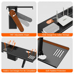 HASTHIP Adjustable Steel TV Top Shelf with Storage Box and No-Drill Mounting, Black Finish