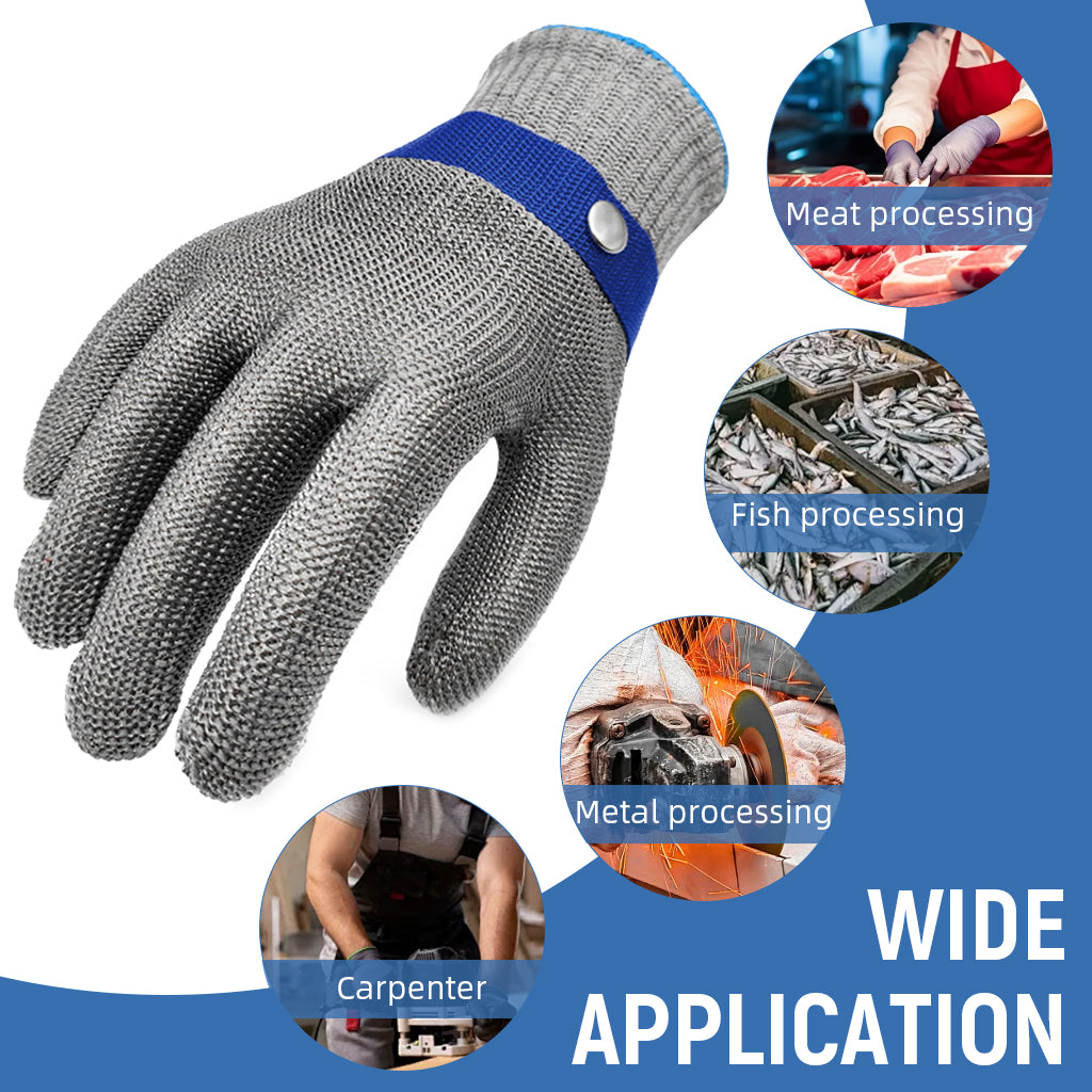 HASTHIP® 1 Pair Work Gloves Stainless Steel Mesh Glove Anti-Cut Work Gloves Stainless Steel Mesh Glove Puncture Proof Safety Glove for Fish Handling, Meat Processing, Metalworking, Gardening
