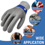 HASTHIP® 1 Pair Work Gloves Stainless Steel Mesh Glove Anti-Cut Work Gloves Stainless Steel Mesh Glove Puncture Proof Safety Glove for Fish Handling, Meat Processing, Metalworking, Gardening