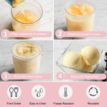 HASTHIP® 4Pcs 16Oz Ice Cream Tubs Compatible with Ninja CREAMi Ice Cream Maker NC300, NC299AM Ice Cream Tubs Ice Cream Pints with Lids for Ninja Ice Cream Maker, with 4 Color Spoons & Ice Cream Scoop