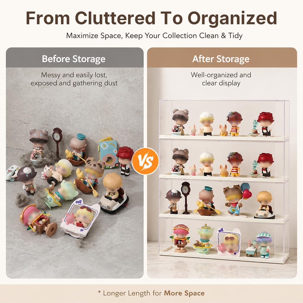 HASTHIP Clear Acrylic Stackable Display Case for Dustproof Figurine and Model Storage