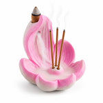HASTHIP Lotus Incense Burner, 4-Hole Resin Stick Holder with Leaf Tray for Pooja and Meditation
