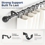 HASTHIP Adjustable Curtain Rod Brackets for 1 inch Rods, 3.5–4.5-Inch Reach, Black Finish