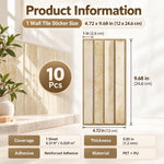 HASTHIP 3D Peel-and-Stick Backsplash Tiles, 10 Sheets in Chestnut for Easy DIY Wall Updates