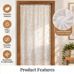 HASTHIP Self-Adhesive Lace Sheer Door Curtain, 100 by 240 cm, No-Drill Hook-and-Loop Mount