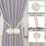 HASTHIP Magnetic Curtain Tiebacks for Home and Office with 40cm Rope and 3.3cm Balls | Strong Anti Rust Magnets