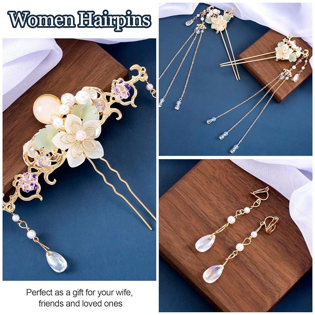 HASTHIP® 5 horquillas con borlas de flores orquídea