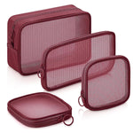 HASTHIP® Neceseres de Viaje Impermeables para Hombre y Mujer,Set de 4 Bolsas Organizadoras Malla con Cremallera,Bolso Cosmético Grande Pequeño para Maquillaje Aseo y Accesorios Color