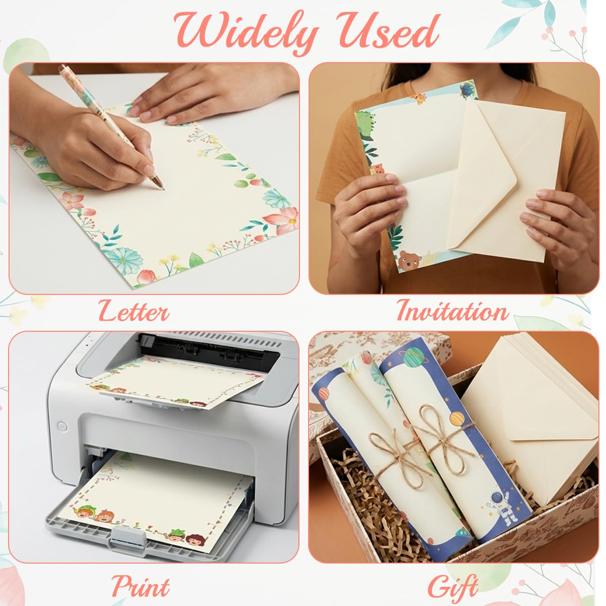 HASTHIP Stationery Writing Paper Set with Double-Sided European Retro Borders for Notes