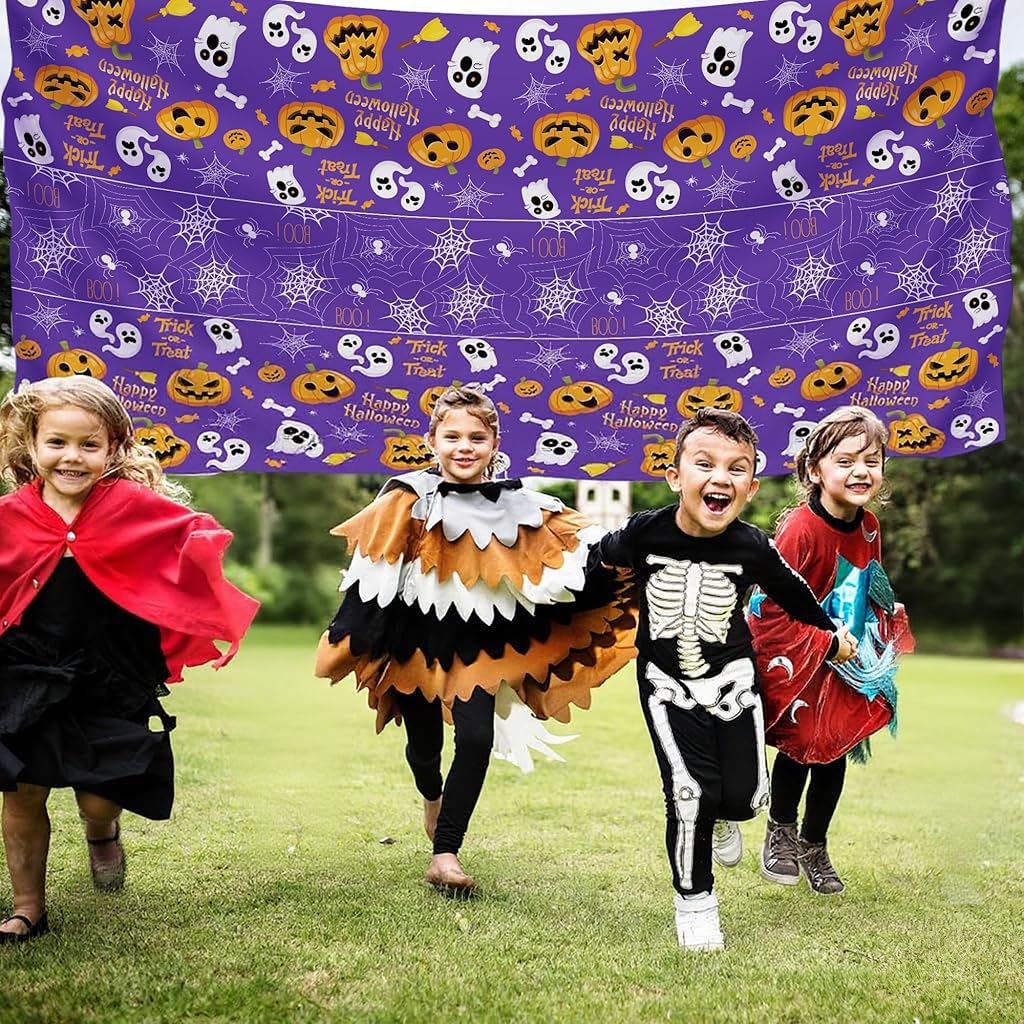 HASTHIP Halloween Tablecloth for Party Decor featuring 130x220cm Waterproof PE Cover | 2 Pack
