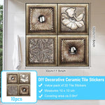 HASTHIP 3D Wall Stickers for Home Decor with 6pc 27.5 in Square Beige Wood Texture Panels