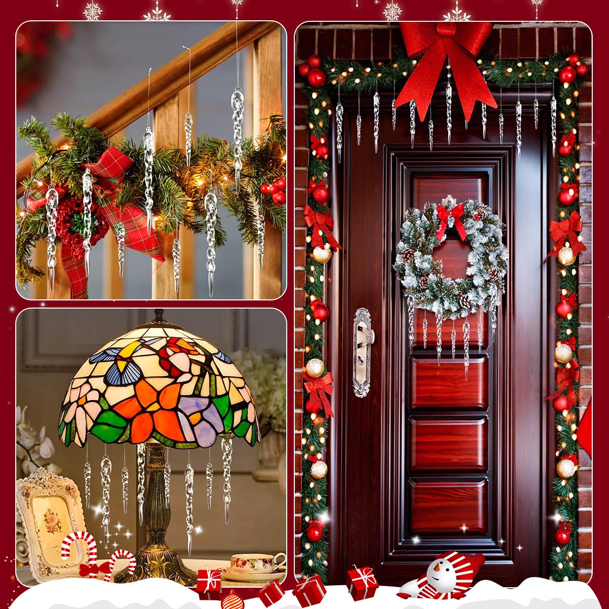 HASTHIP Christmas Tree Decorations 24 Pcs Icicle Ornament Set with Resin Spiral Design for Home and Party Decor