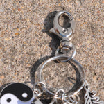 HASTHIP Dreamcatcher Keyring with Black Agate and Feather Charm in Black and Silver | Imported from Hong Kong