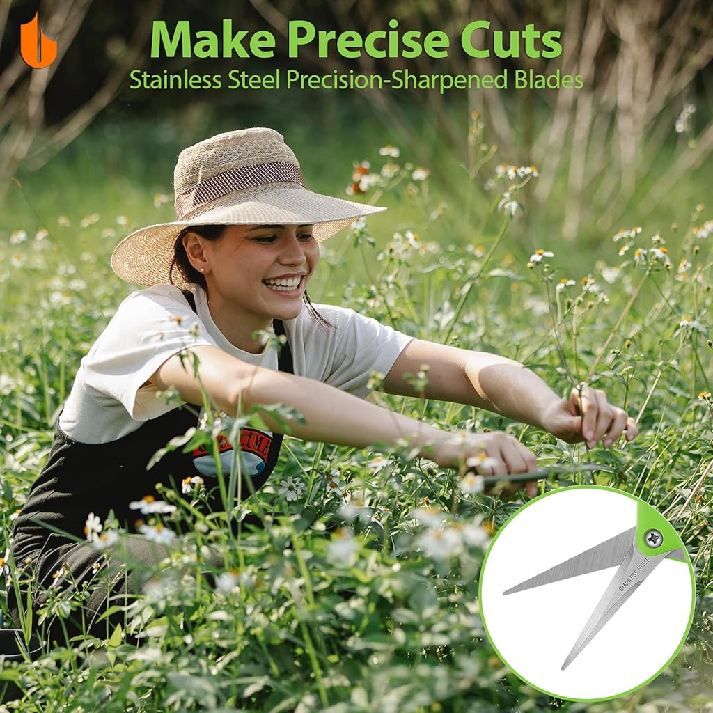 HASTHIP® Tijeras de Podar de Acero Inoxidable con Bloqueo Seguridad,Cuchillas Afiladas Micro Punta,Podadora Mano Profesional con Mango Ergonómico Antideslizante para Plantas