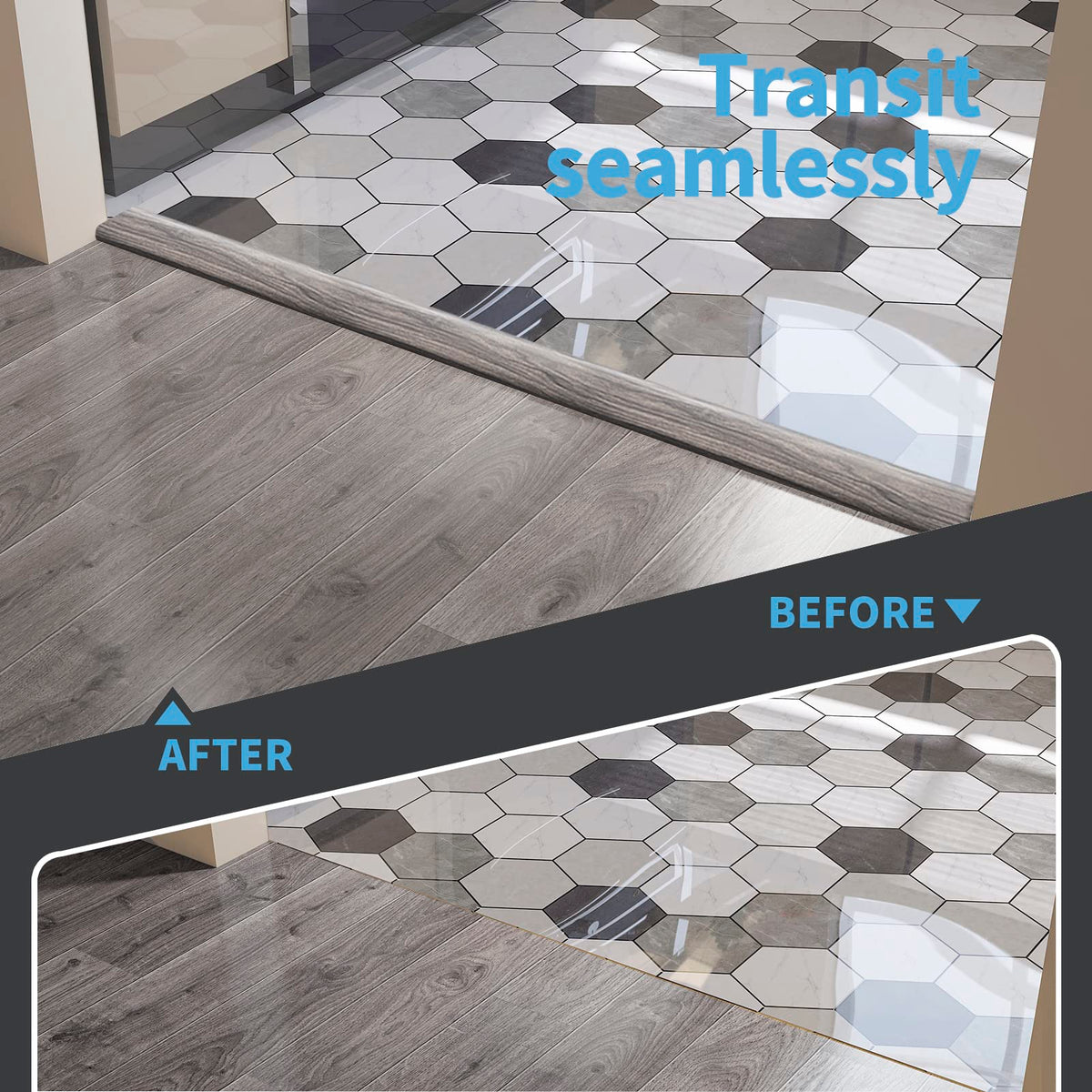 HASTHIP Floor Transition Strip for Joining Carpet and Tile Gaps 47.2 x 1.57 in Gray PVC | 2PCS