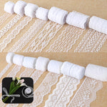 HASTHIP® PATPAT 14 Rollos 7 Tamaños Cintas de Encaje y Satén Blancas para Envolver Regalos, Materiales de Manualidades DIY, Decoración, Costura, Bodas, Scrapbooking y Decoración del Hogar
