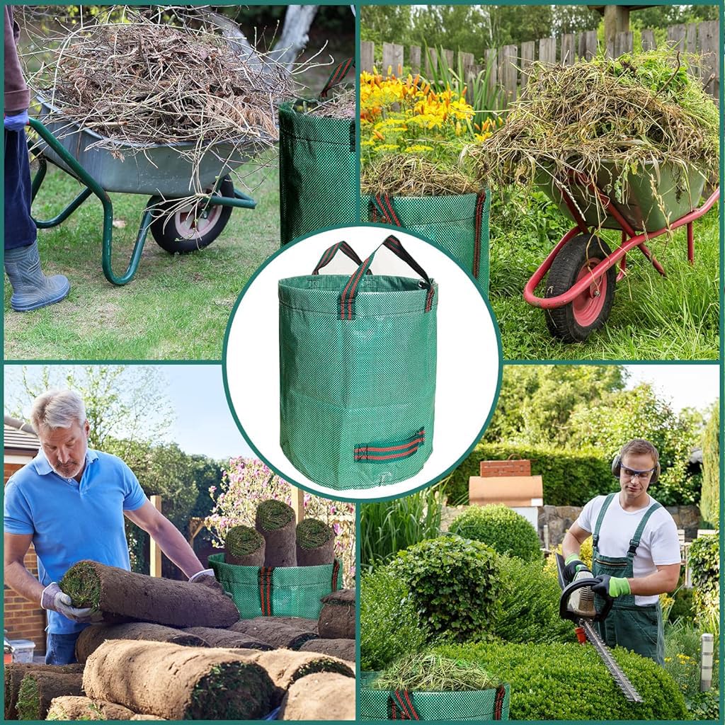 Heavy Duty Garden Waste Bag, 300L Reusable Leaf & Yard Trash Container, 80 Gallon PP Yard Debris Bag with Reinforced Handles for Lawn, Garden Tool Storage & Organic Waste Collection