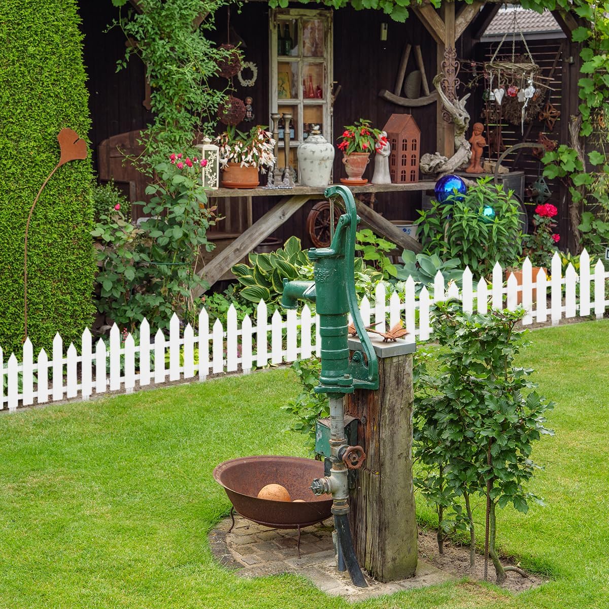 HASTHIP Outdoor Garden Fence Border for Pathways and Lawns with Pointy Stake PVC Panels 50x30cm 8 Pcs
