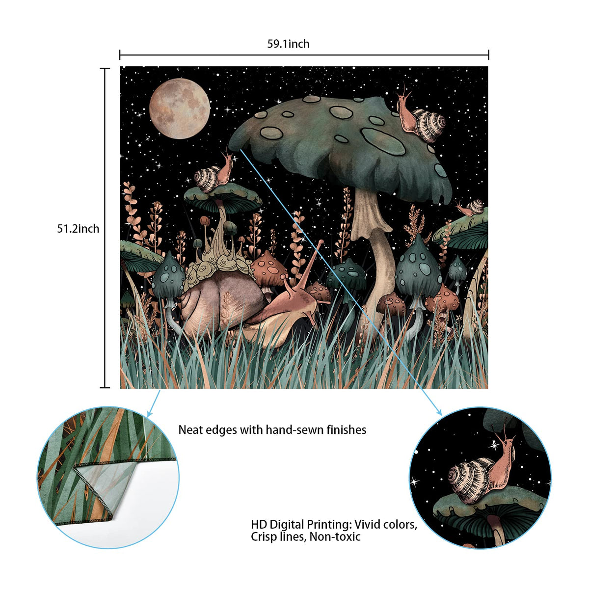 HASTHIP Trippy Mushroom Tapestry for Room Wall Art 51.2 x 59.1 in featuring HD Printing | Polyester Fiber Hanging Decor