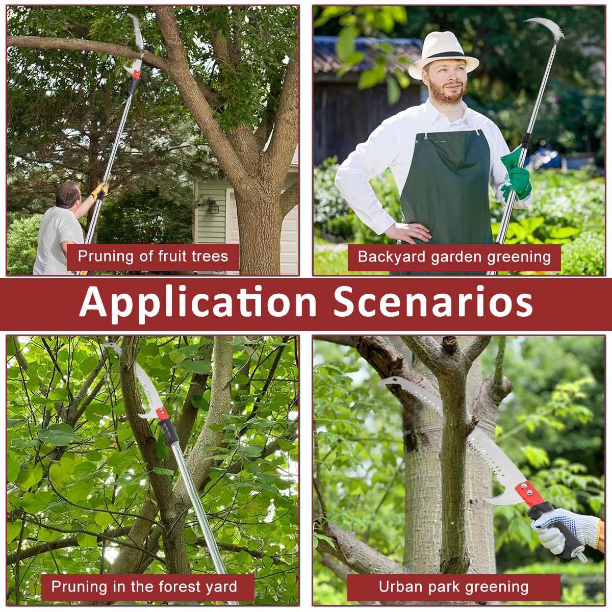 HASTHIP® Telescopic Manual Pruning Saw 9.8ft Extendable Stainless Steel Pole