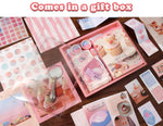HASTHIP Scrapbook Stickers Kit for Journals and Planners with 346 pcs A6 Grid Notebook | Vintage Papers and Washi Tapes for DIY Crafts