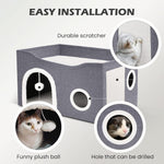 HASTHIP® Foldable Cat House, Cat Bed for Indoor Cats, for Cat Multi Opens Game Tunnel for Cat Double Layer Cat House with Atop Platform & Cat Scratcher Board DIY Assembly Cat House All Season Use