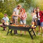 HASTHIP® 60cm Portable and Foldable BBQ Grill Set for Home with Condiment Table, Charcoal BBQ Grill Set for Picnic, Outdoor Camping, Travelling, Backyard