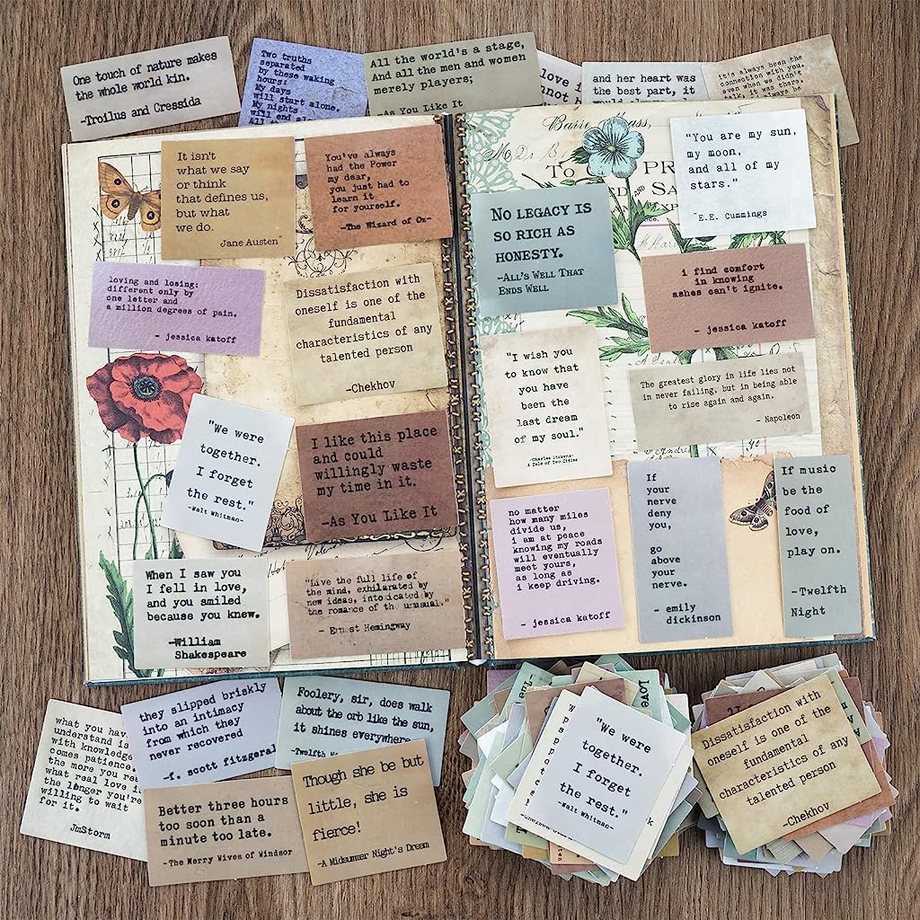 HASTHIP Motivational Quote Stickers for Journaling and Scrapbooking with 180 PVC Waterproof Vintage Designs | Ideal for Planners and Laptops